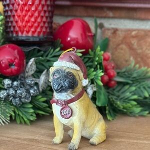Holiday Pug Dog Christmas Ornament Collectible
